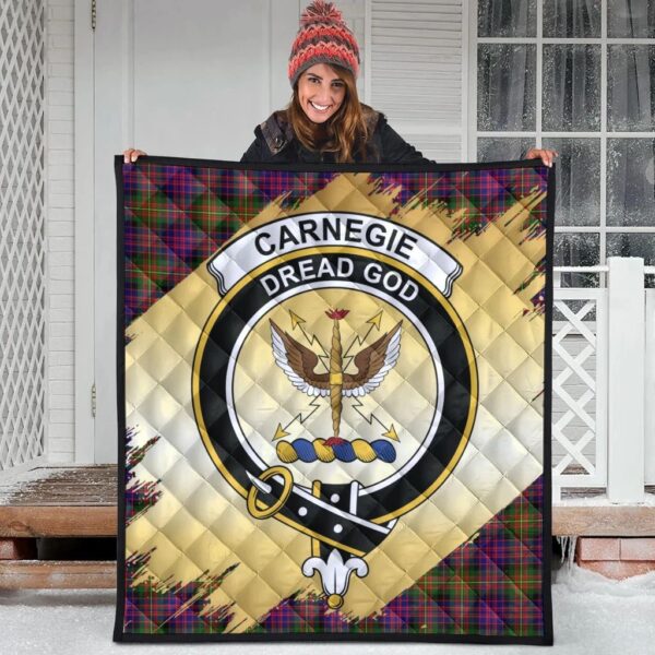 Carnegie Modern Clan Quilt, Scottish Tartan Carnegie Modern Clans Premium Quilt Scotland Gold Royal Style