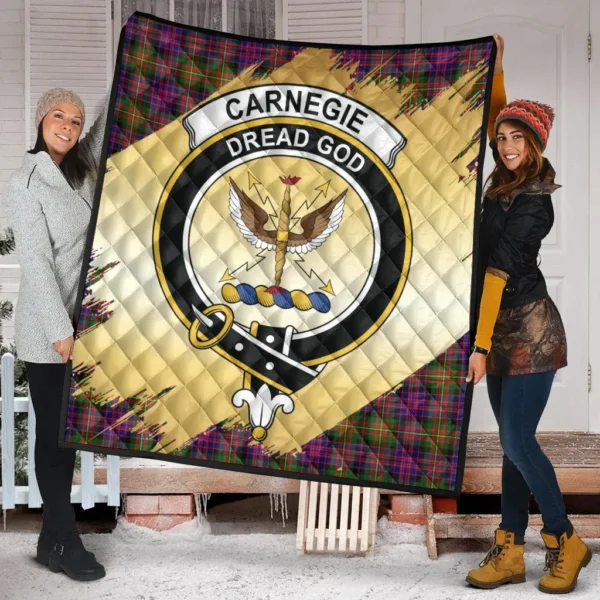 Carnegie Modern Clan Quilt, Scottish Tartan Carnegie Modern Clans Premium Quilt Scotland Gold Royal Style - Image 2