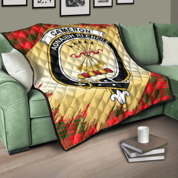 Cameron Modern Clan Quilt, Scottish Tartan Cameron Modern Clans Premium Quilt Scotland Gold Royal Style - Image 3