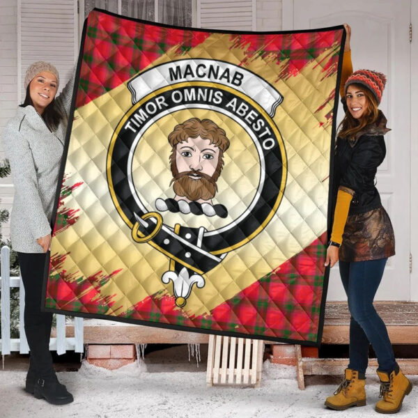 MacNab Modern Clan Quilt, Scottish Tartan MacNab Modern Clans Premium Quilt Scotland Gold Royal Style - Image 2