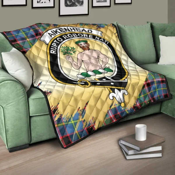 Aikenhead Clan Quilt, Scottish Tartan Aikenhead Clans Premium Quilt Scotland Gold Royal Style - Image 3