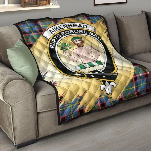 Aikenhead Clan Quilt, Scottish Tartan Aikenhead Clans Premium Quilt Scotland Gold Royal Style - Image 6