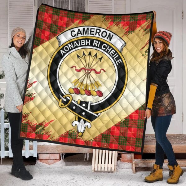 Cameron Modern Clan Quilt, Scottish Tartan Cameron Modern Clans Premium Quilt Scotland Gold Royal Style - Image 2