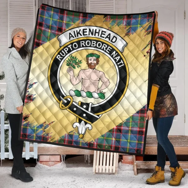 Aikenhead Clan Quilt, Scottish Tartan Aikenhead Clans Premium Quilt Scotland Gold Royal Style - Image 2