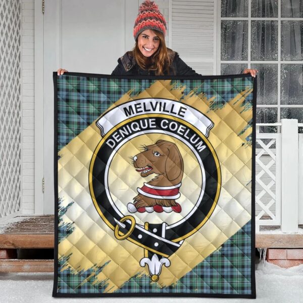 Melville Clan Quilt, Scottish Tartan Melville Clans Premium Quilt Scotland Gold Royal Style