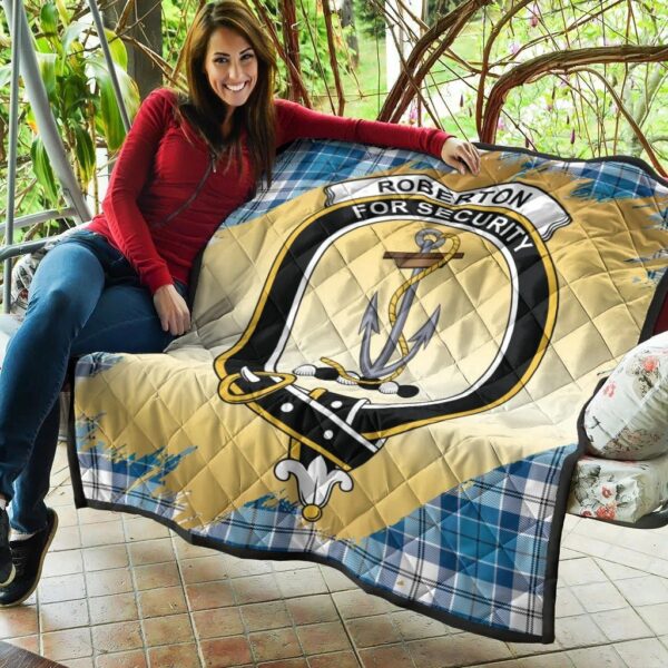 Roberton Clan Quilt, Scottish Tartan Roberton Clans Premium Quilt Scotland Gold Royal Style - Image 5