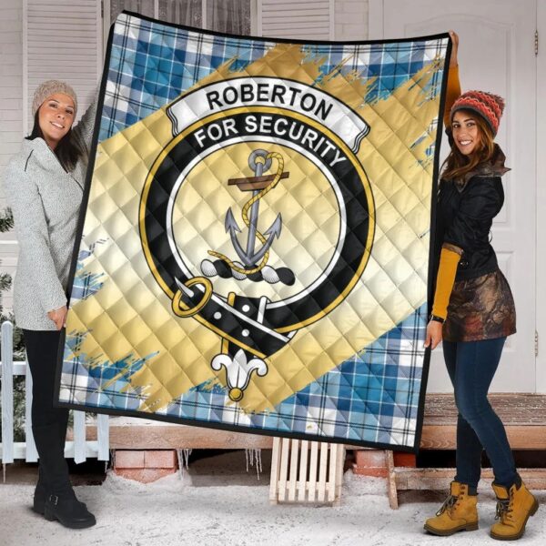 Roberton Clan Quilt, Scottish Tartan Roberton Clans Premium Quilt Scotland Gold Royal Style - Image 2