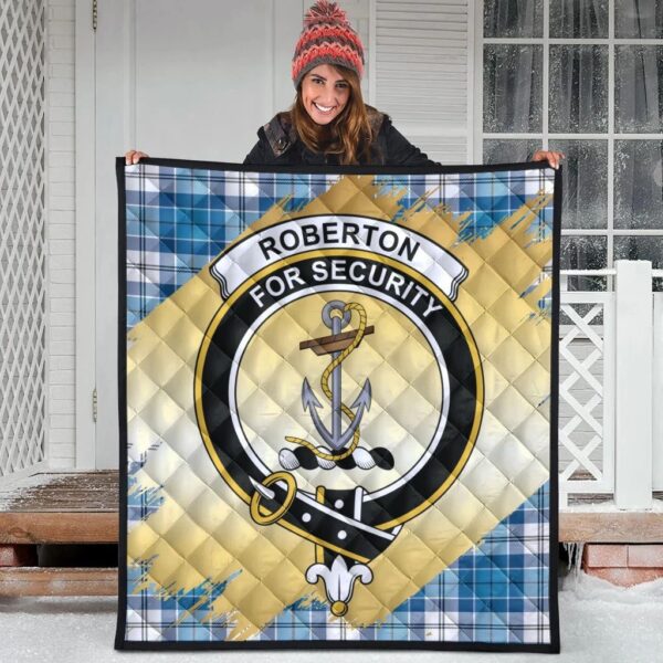 Roberton Clan Quilt, Scottish Tartan Roberton Clans Premium Quilt Scotland Gold Royal Style