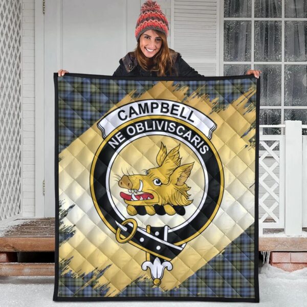 Campbell Faded Clan Quilt, Scottish Tartan Campbell Faded Clans Premium Quilt Scotland Gold Royal Style