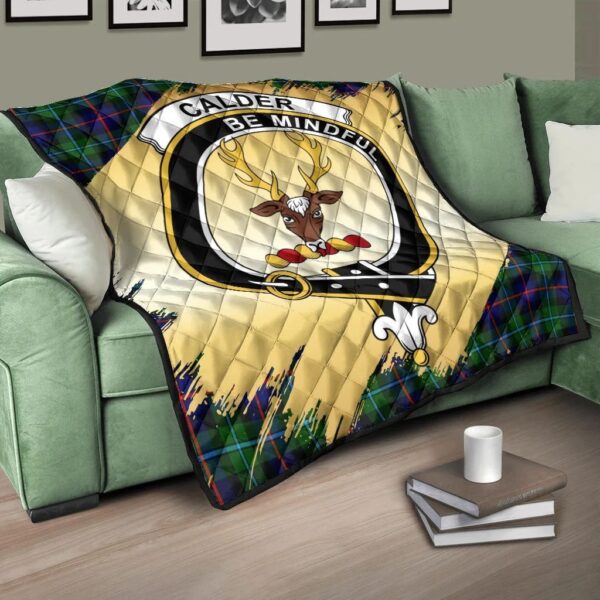 Calder Modern Clan Quilt, Scottish Tartan Calder Modern Clans Premium Quilt Scotland Gold Royal Style - Image 3