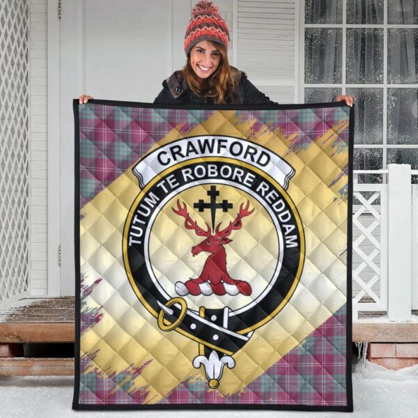 Crawford Ancient Clan Quilt, Scottish Tartan Crawford Ancient Clans Premium Quilt Scotland Gold Royal Style