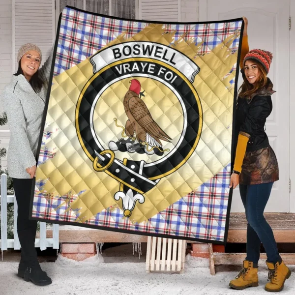 Boswell Modern Clan Quilt, Scottish Tartan Boswell Modern Clans Premium Quilt Scotland Gold Royal Style - Image 2