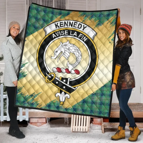 Kennedy Ancient Clan Quilt, Scottish Tartan Kennedy Ancient Clans Premium Quilt Scotland Gold Royal Style - Image 2