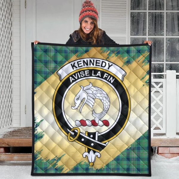 Kennedy Ancient Clan Quilt, Scottish Tartan Kennedy Ancient Clans Premium Quilt Scotland Gold Royal Style