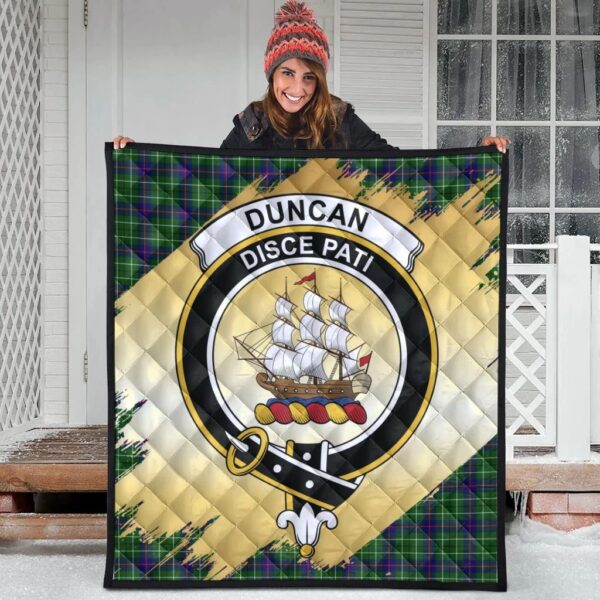 Duncan Modern Clan Quilt, Scottish Tartan Duncan Modern Clans Premium Quilt Scotland Gold Royal Style