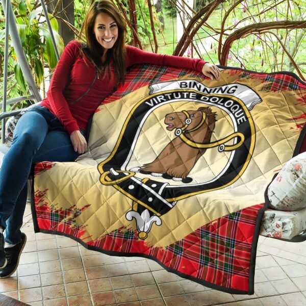 Binning Clan Quilt, Scottish Tartan Binning Clans Premium Quilt Scotland Gold Royal Style - Image 5