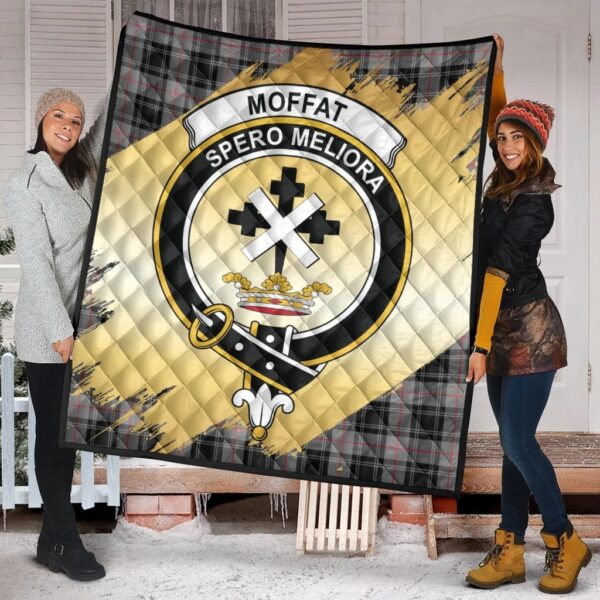 Moffat Modern Clan Quilt, Scottish Tartan Moffat Modern Clans Premium Quilt Scotland Gold Royal Style - Image 2