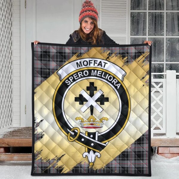 Moffat Modern Clan Quilt, Scottish Tartan Moffat Modern Clans Premium Quilt Scotland Gold Royal Style