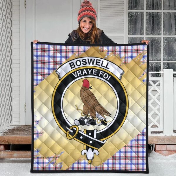 Boswell Modern Clan Quilt, Scottish Tartan Boswell Modern Clans Premium Quilt Scotland Gold Royal Style