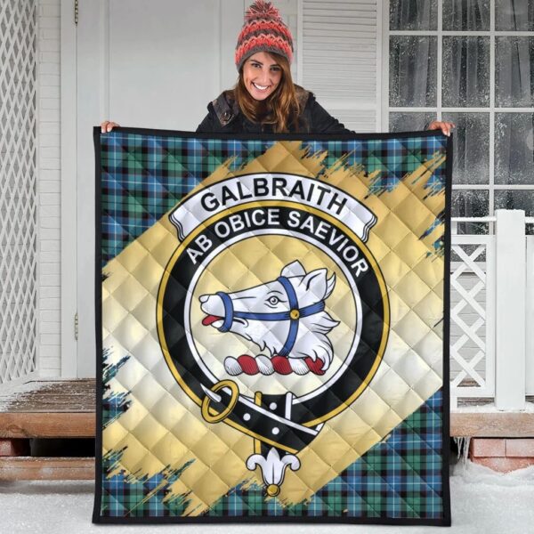 Galbraith Ancient Clan Quilt, Scottish Tartan Galbraith Ancient Clans Premium Quilt Scotland Gold Royal Style