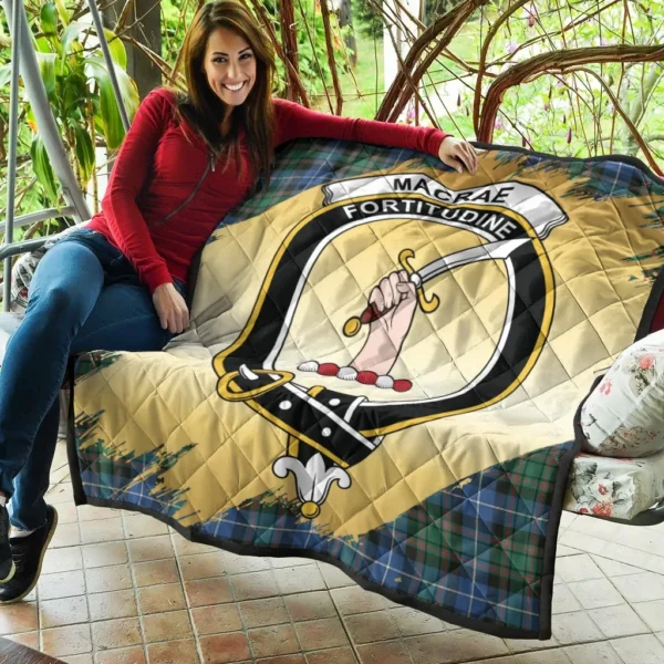 MacRae Hunting Ancient Clan Quilt, Scottish Tartan MacRae Hunting Ancient Clans Premium Quilt Scotland Gold Royal Style - Image 5