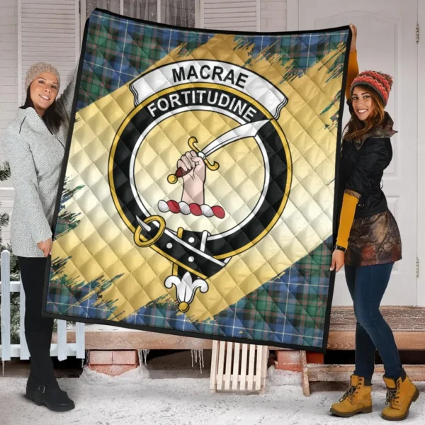 MacRae Hunting Ancient Clan Quilt, Scottish Tartan MacRae Hunting Ancient Clans Premium Quilt Scotland Gold Royal Style - Image 2