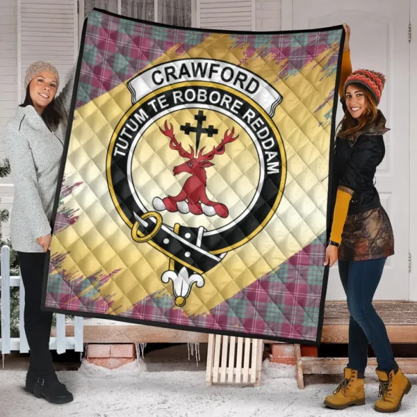 Crawford Ancient Clan Quilt, Scottish Tartan Crawford Ancient Clans Premium Quilt Scotland Gold Royal Style - Image 2