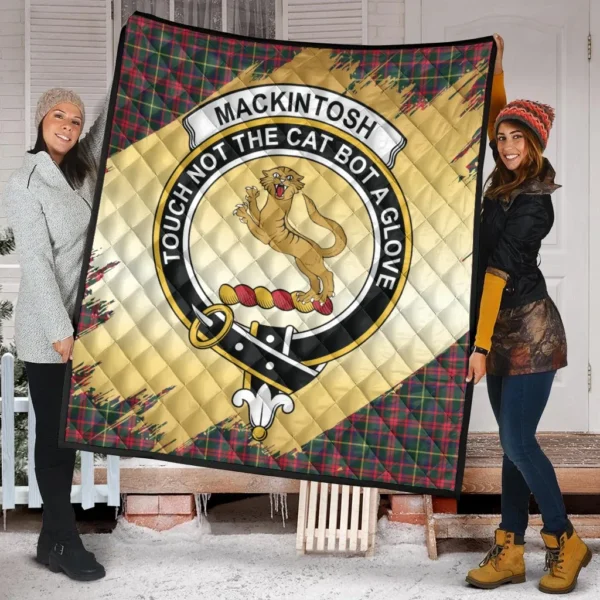 MacKintosh Hunting Modern Clan Quilt, Scottish Tartan MacKintosh Hunting Modern Clans Premium Quilt Scotland Gold Royal Style - Image 2