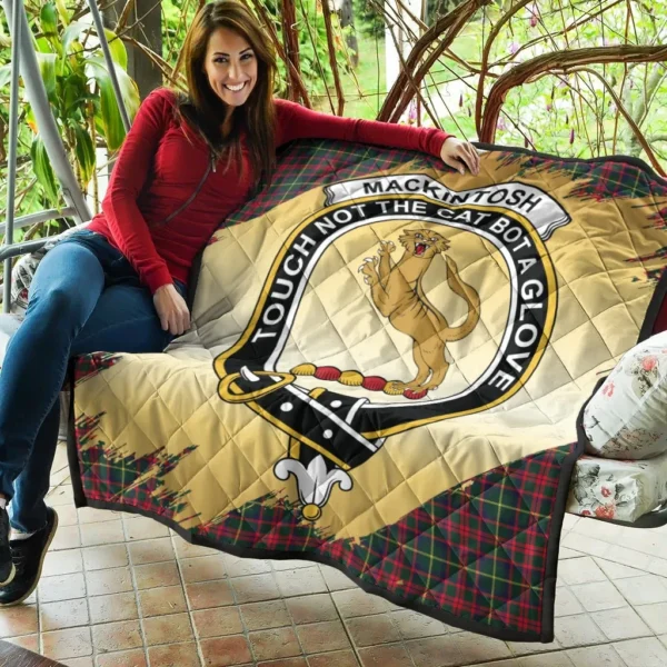 MacKintosh Hunting Modern Clan Quilt, Scottish Tartan MacKintosh Hunting Modern Clans Premium Quilt Scotland Gold Royal Style - Image 5