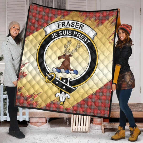 Fraser Weathered Clan Quilt, Scottish Tartan Fraser Weathered Clans Premium Quilt Scotland Gold Royal Style - Image 2