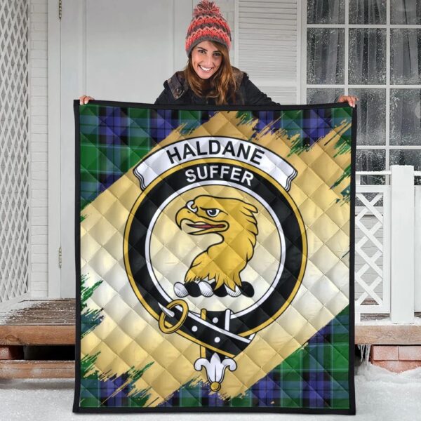 Haldane Clan Quilt, Scottish Tartan Haldane Clans Premium Quilt Scotland Gold Royal Style