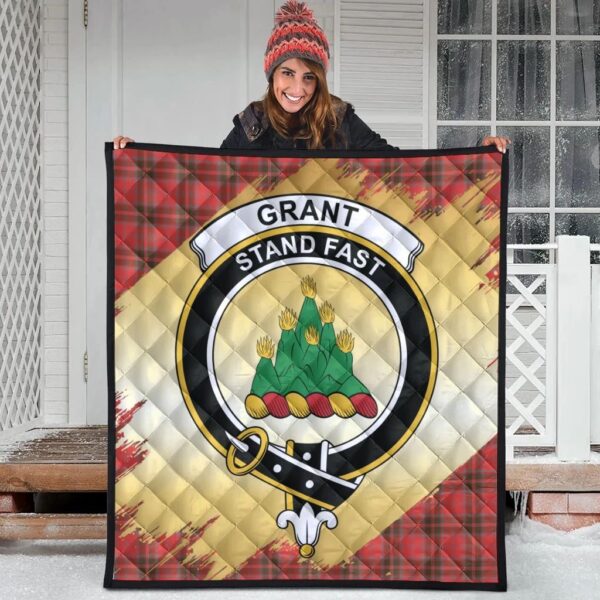 Grant Weathered Clan Quilt, Scottish Tartan Grant Weathered Clans Premium Quilt Scotland Gold Royal Style