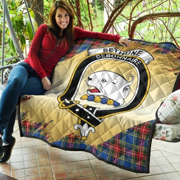 Bethune Clan Quilt, Scottish Tartan Bethune Clans Premium Quilt Scotland Gold Royal Style - Image 5