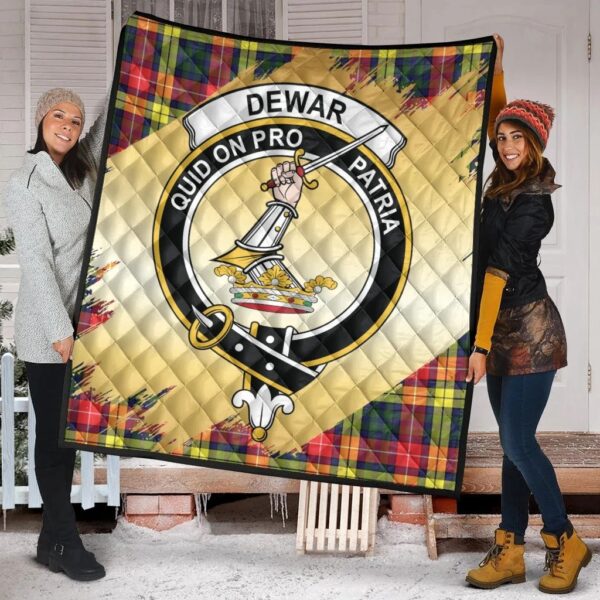 Dewar Clan Quilt, Scottish Tartan Dewar Clans Premium Quilt Scotland Gold Royal Style - Image 2