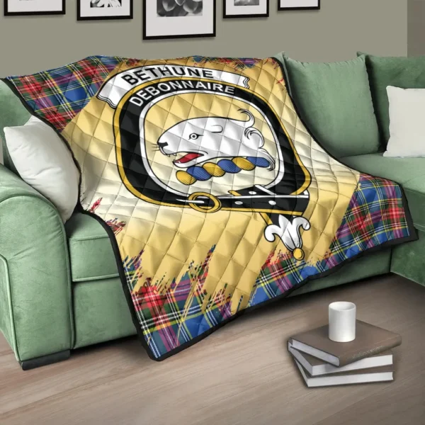 Bethune Clan Quilt, Scottish Tartan Bethune Clans Premium Quilt Scotland Gold Royal Style - Image 3