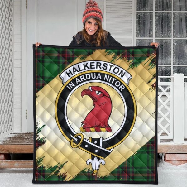 Halkerston Clan Quilt, Scottish Tartan Halkerston Clans Premium Quilt Scotland Gold Royal Style