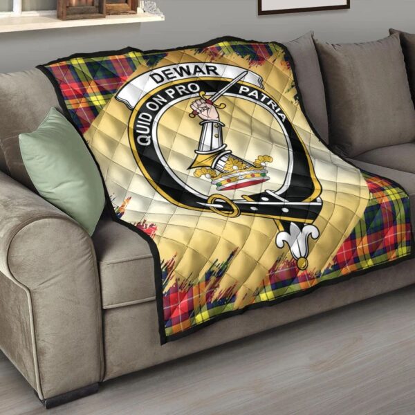 Dewar Clan Quilt, Scottish Tartan Dewar Clans Premium Quilt Scotland Gold Royal Style - Image 6