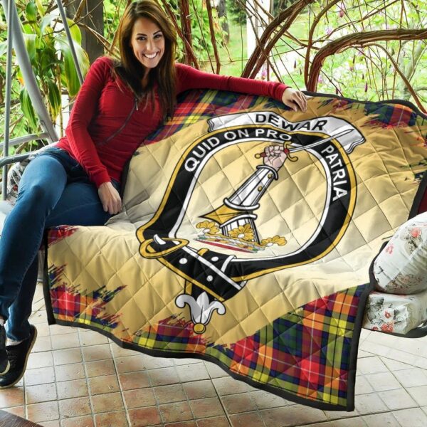 Dewar Clan Quilt, Scottish Tartan Dewar Clans Premium Quilt Scotland Gold Royal Style - Image 5