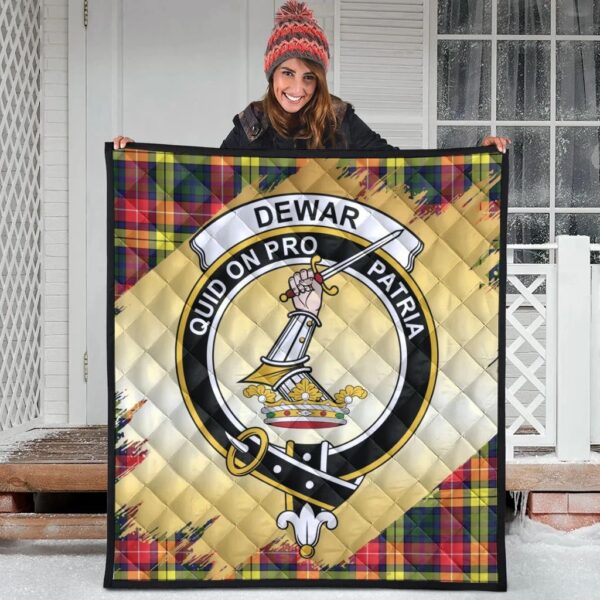 Dewar Clan Quilt, Scottish Tartan Dewar Clans Premium Quilt Scotland Gold Royal Style