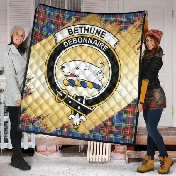 Bethune Clan Quilt, Scottish Tartan Bethune Clans Premium Quilt Scotland Gold Royal Style - Image 2