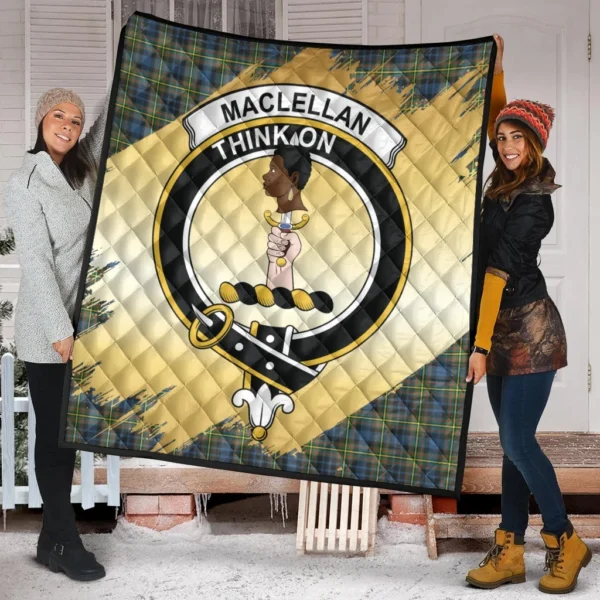 MacLellan Ancient Clan Quilt, Scottish Tartan MacLellan Ancient Clans Premium Quilt Scotland Gold Royal Style - Image 2