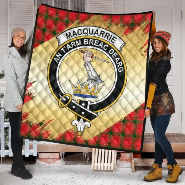 MacQuarrie Modern Clan Quilt, Scottish Tartan MacQuarrie Modern Clans Premium Quilt Scotland Gold Royal Style - Image 2