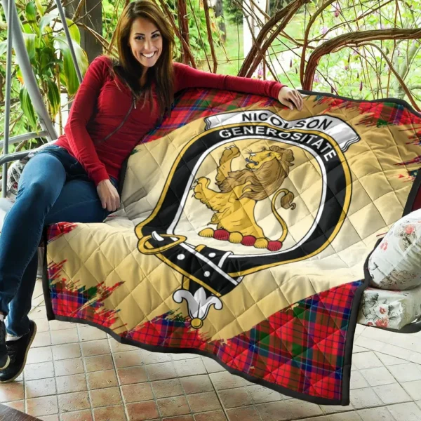 Nicolson Modern Clan Quilt, Scottish Tartan Nicolson Modern Clans Premium Quilt Scotland Gold Royal Style - Image 5