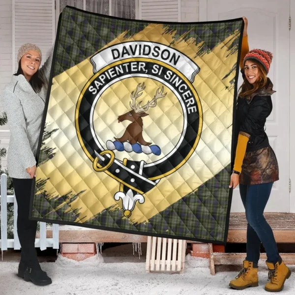 Davidson Tulloch Dress Clan Quilt, Scottish Tartan Davidson Tulloch Dress Clans Premium Quilt Scotland Gold Royal Style - Image 2