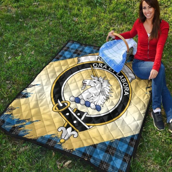 Ramsay Blue Ancient Clan Quilt, Scottish Tartan Ramsay Blue Ancient Clans Premium Quilt Scotland Gold Royal Style - Image 4