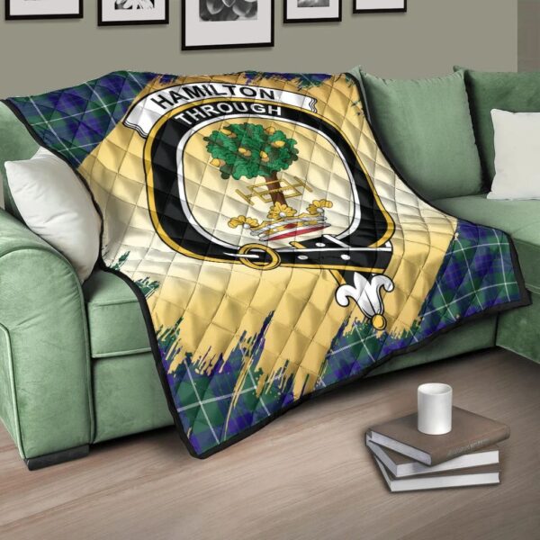 Hamilton Hunting Modern Clan Quilt, Scottish Tartan Hamilton Hunting Modern Clans Premium Quilt Scotland Gold Royal Style - Image 3