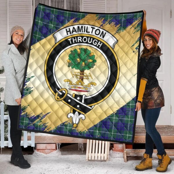 Hamilton Hunting Modern Clan Quilt, Scottish Tartan Hamilton Hunting Modern Clans Premium Quilt Scotland Gold Royal Style - Image 2