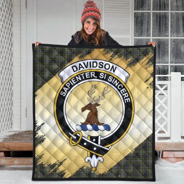 Davidson Tulloch Dress Clan Quilt, Scottish Tartan Davidson Tulloch Dress Clans Premium Quilt Scotland Gold Royal Style