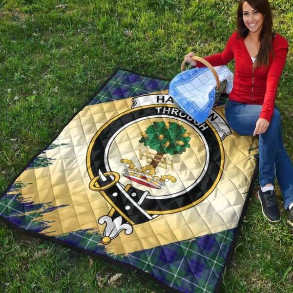 Hamilton Hunting Modern Clan Quilt, Scottish Tartan Hamilton Hunting Modern Clans Premium Quilt Scotland Gold Royal Style - Image 4