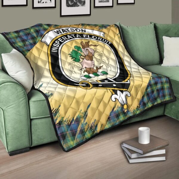 Watson Ancient Clan Quilt, Scottish Tartan Watson Ancient Clans Premium Quilt Scotland Gold Royal Style - Image 3